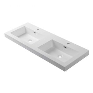 Blossom A10 4818 25D 47 5/8 Inch Double Basins Acrylic Top-Mount Bathroom Sink