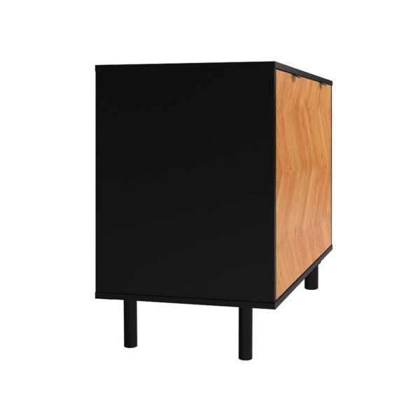 Manhattan Comfort Mid-Century Modern Liam Accent Cabinet with 2 Shelves in Black and Wood