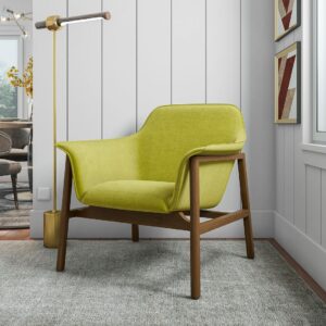 Manhattan Comfort Miller Green and Walnut Linen Weave Accent Chair