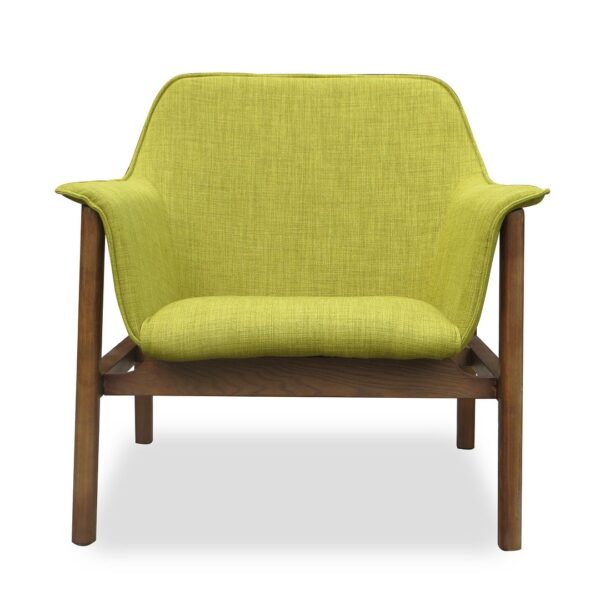 Manhattan Comfort Miller Green and Walnut Linen Weave Accent Chair