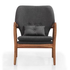 Manhattan Comfort Bradley Charcoal and Walnut Linen Weave Accent Chair