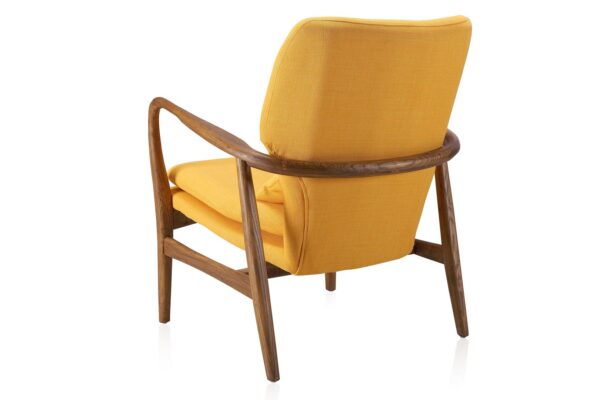 Manhattan Comfort Bradley Yellow and Walnut Linen Weave Accent Chair