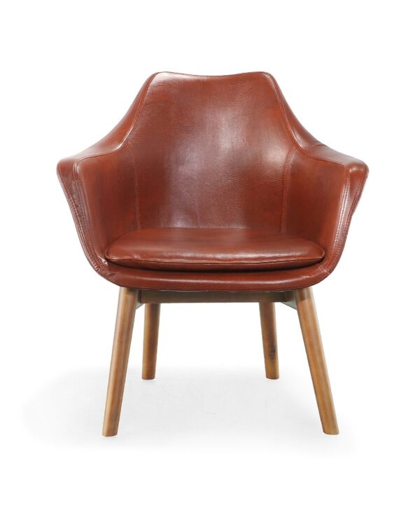 Manhattan Comfort Cronkite Brown and Walnut Faux Leather Accent Chair