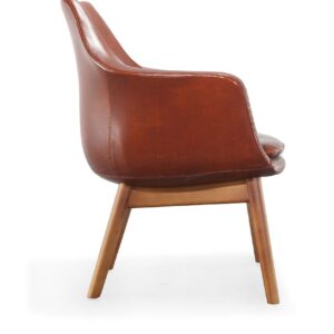 Manhattan Comfort Cronkite Brown and Walnut Faux Leather Accent Chair