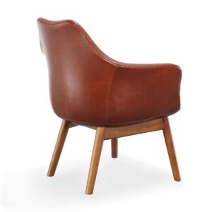 Manhattan Comfort Cronkite Brown and Walnut Faux Leather Accent Chair