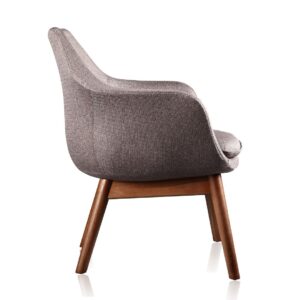 Manhattan Comfort Cronkite Grey and Walnut Twill Accent Chair