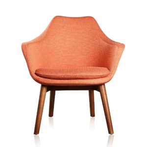 Manhattan Comfort Cronkite Orange and Walnut Twill Accent Chair