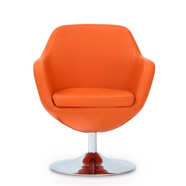 Manhattan Comfort Caisson Orange and Polished Chrome Faux Leather Swivel Accent Chair