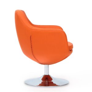 Manhattan Comfort Caisson Orange and Polished Chrome Faux Leather Swivel Accent Chair