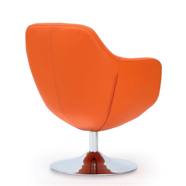 Manhattan Comfort Caisson Orange and Polished Chrome Faux Leather Swivel Accent Chair