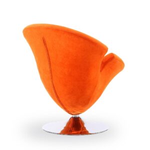 Manhattan Comfort Tulip Orange and Polished Chrome Velvet Swivel Accent Chair