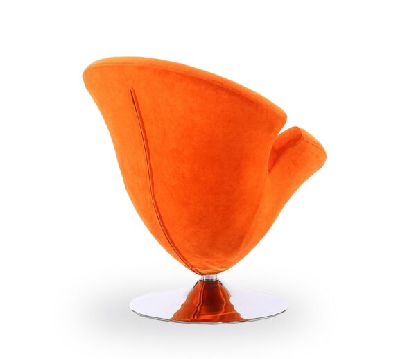 Manhattan Comfort Tulip Orange and Polished Chrome Velvet Swivel Accent Chair