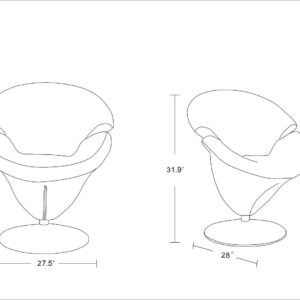 Manhattan Comfort Tulip White and Polished Chrome Velvet Swivel Accent Chair