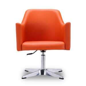 Manhattan Comfort Pelo Orange and Polished Chrome Faux Leather Adjustable Height Swivel Accent Chair