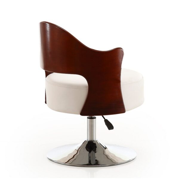 Manhattan Comfort Bopper White and Polished Chrome Faux Leather Adjustable Height Swivel Accent Chair