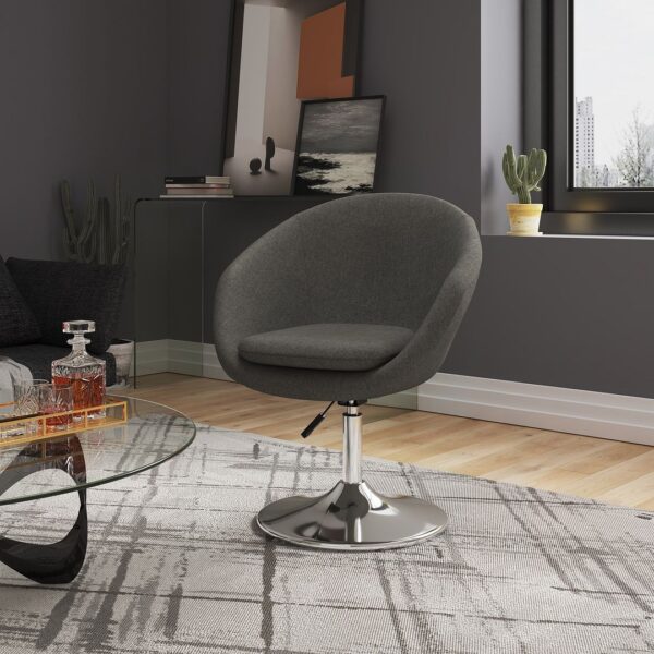 Manhattan Comfort Hopper Grey and Polished Chrome Twill Adjustable Height Chair