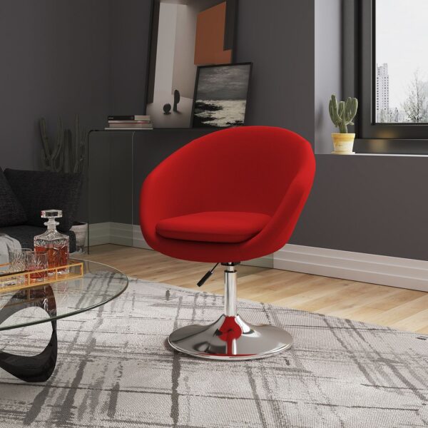 Manhattan Comfort Hopper Red and Polished Chrome Wool Blend Adjustable Height Chair