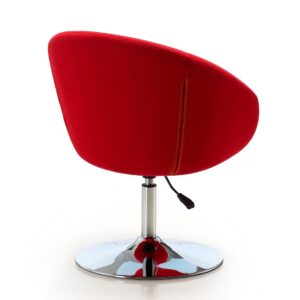 Manhattan Comfort Hopper Red and Polished Chrome Wool Blend Adjustable Height Chair