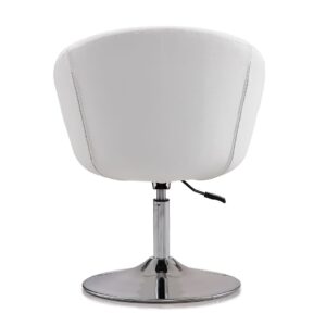 Manhattan Comfort Hopper White and Polished Chrome Faux Leather Adjustable Height Chair