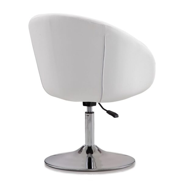 Manhattan Comfort Hopper White and Polished Chrome Faux Leather Adjustable Height Chair