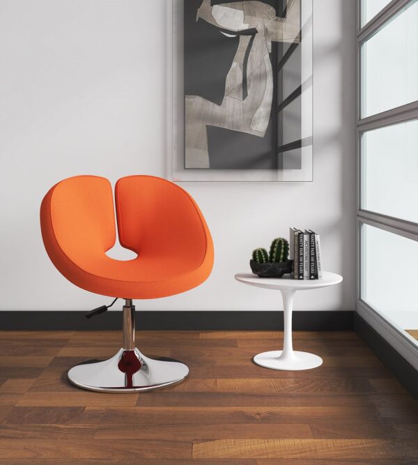 Manhattan Comfort Perch Orange and Polished Chrome Wool Blend Adjustable Chair