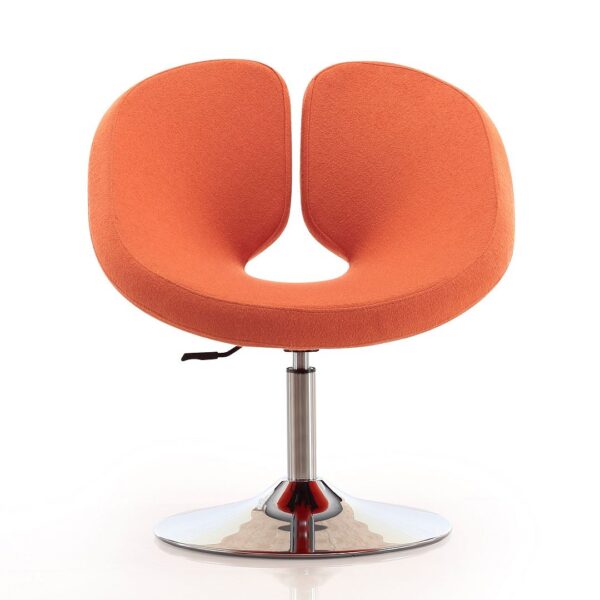 Manhattan Comfort Perch Orange and Polished Chrome Wool Blend Adjustable Chair