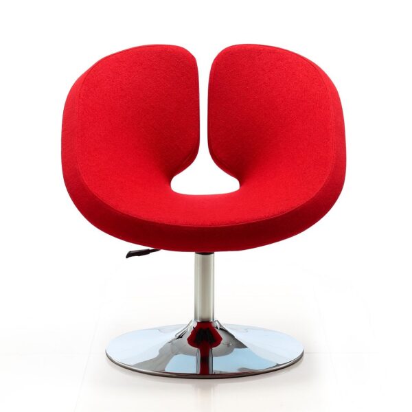 Manhattan Comfort Perch Red and Polished Chrome Wool Blend Adjustable Chair