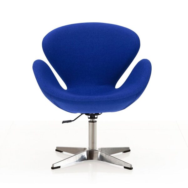 Manhattan Comfort Raspberry Blue and Polished Chrome Wool Blend Adjustable Swivel Chair