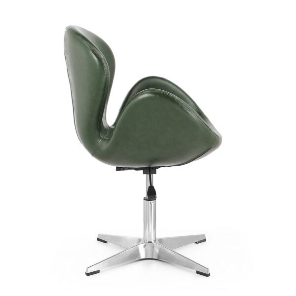 Manhattan Comfort Raspberry Forest Green and Polished Chrome Faux Leather Adjustable Swivel Chair