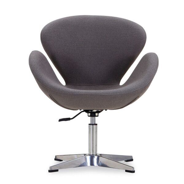 Manhattan Comfort Raspberry Grey and Polished Chrome Wool Blend Adjustable Swivel Chair