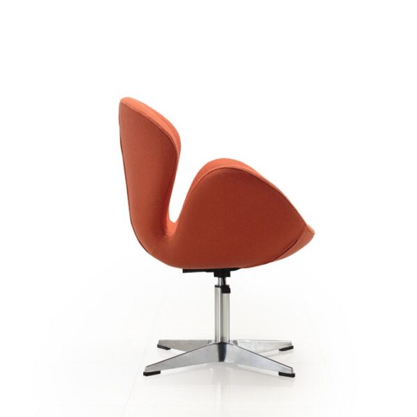 Manhattan Comfort Raspberry Orange and Polished Chrome Wool Blend Adjustable Swivel Chair