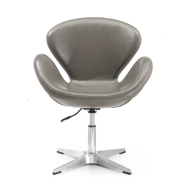 Manhattan Comfort Raspberry Pebble and Polished Chrome Faux Leather Adjustable Swivel Chair