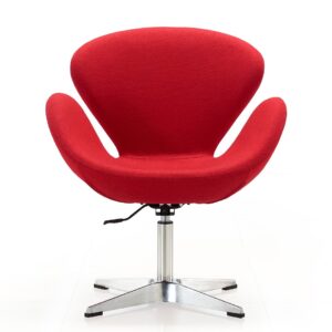 Manhattan Comfort Raspberry Red and Polished Chrome Wool Blend Adjustable Swivel Chair