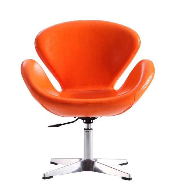 Manhattan Comfort Raspberry Tangerine and Polished Chrome Faux Leather Adjustable Swivel Chair