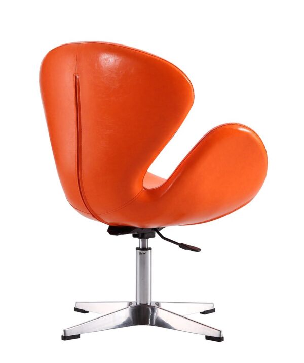 Manhattan Comfort Raspberry Tangerine and Polished Chrome Faux Leather Adjustable Swivel Chair