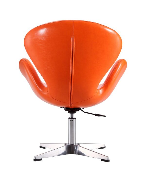 Manhattan Comfort Raspberry Tangerine and Polished Chrome Faux Leather Adjustable Swivel Chair