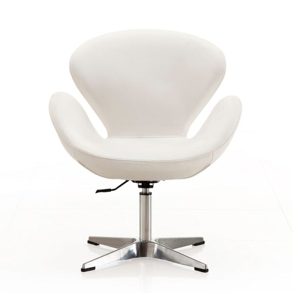 Manhattan Comfort Raspberry White and Polished Chrome Faux Leather Adjustable Swivel Chair