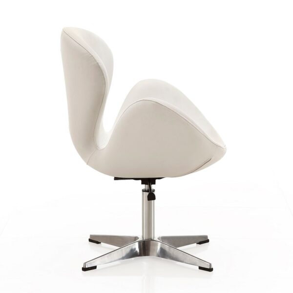 Manhattan Comfort Raspberry White and Polished Chrome Faux Leather Adjustable Swivel Chair