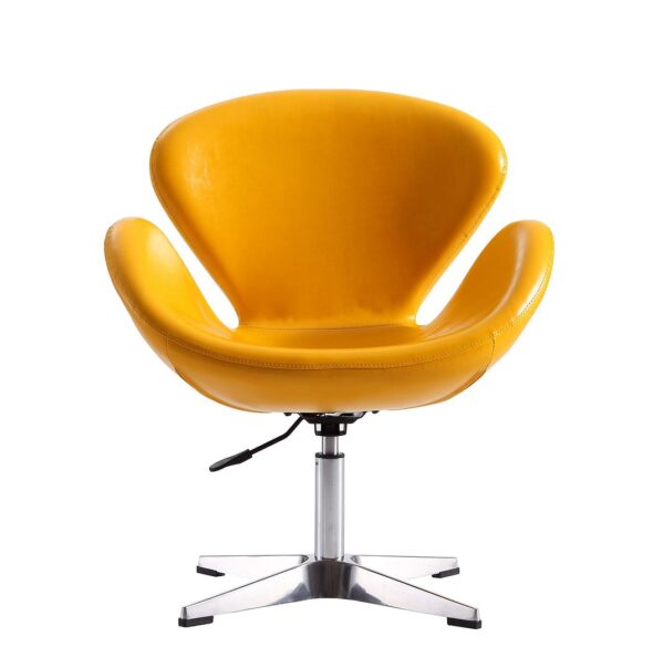 Manhattan Comfort Raspberry Yellow and Polished Chrome Faux Leather Adjustable Swivel Chair