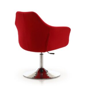 Manhattan Comfort Kinsey Red and Polished Chrome Wool Blend Adjustable Height Swivel Accent Chair