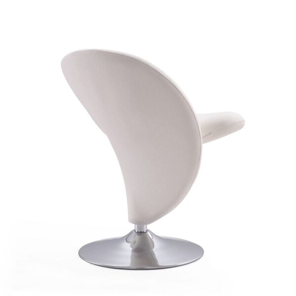 Manhattan Comfort Curl Cream and Polished Chrome Wool Blend Swivel Accent Chair