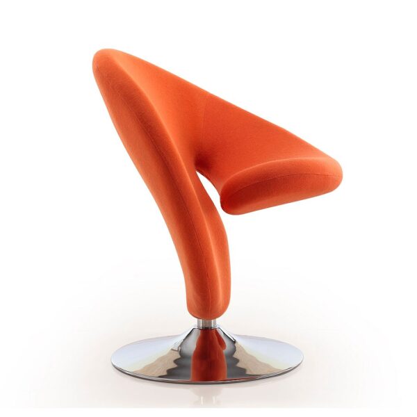 Manhattan Comfort Curl Orange and Polished Chrome Wool Blend Swivel Accent Chair