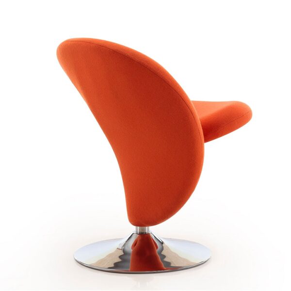 Manhattan Comfort Curl Orange and Polished Chrome Wool Blend Swivel Accent Chair