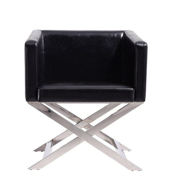 Manhattan Comfort Hollywood Black and Polished Chrome Faux Leather Lounge Accent Chair