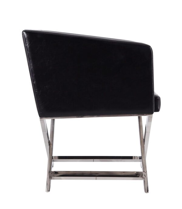 Manhattan Comfort Hollywood Black and Polished Chrome Faux Leather Lounge Accent Chair