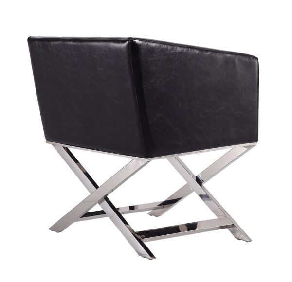 Manhattan Comfort Hollywood Black and Polished Chrome Faux Leather Lounge Accent Chair