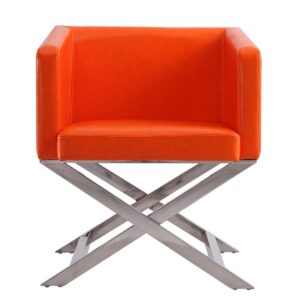 Manhattan Comfort Hollywood Orange and Polished Chrome Faux Leather Lounge Accent Chair