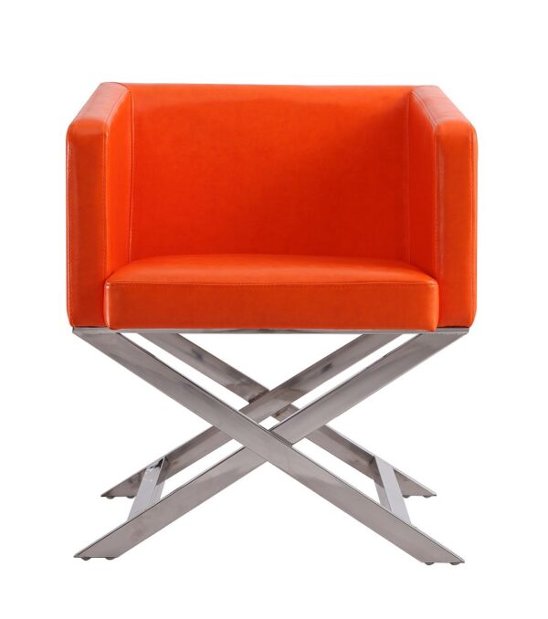 Manhattan Comfort Hollywood Orange and Polished Chrome Faux Leather Lounge Accent Chair