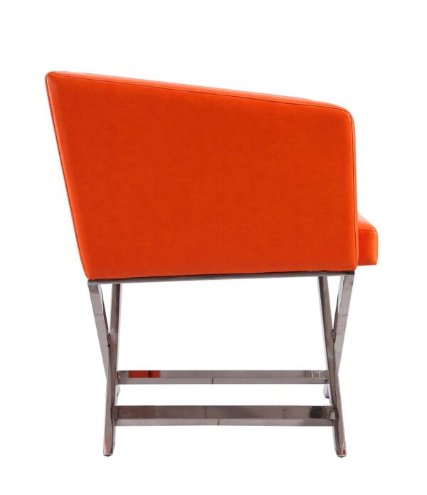 Manhattan Comfort Hollywood Orange and Polished Chrome Faux Leather Lounge Accent Chair