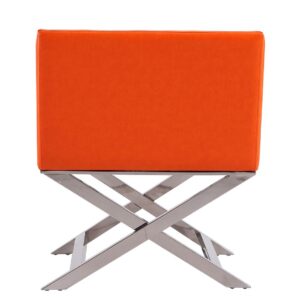 Manhattan Comfort Hollywood Orange and Polished Chrome Faux Leather Lounge Accent Chair